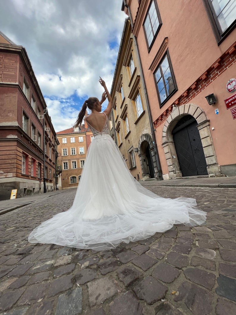 French Lace Wedding Dress, Viki, Tulle Wedding Gown, Sleeveless Wedding Dress, Bridal Gown, Boho Wedding Dress, Unique Bridal Gown,Dress image 5