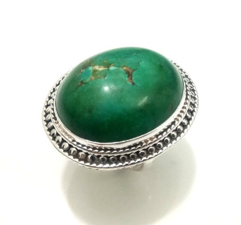 Vintage Handcraft Tibetan Turquoise in Pure 925 Silver,Wonderful Handmade Work,Sterling Silver Ring Antique Looking Silver Ring Adjustable