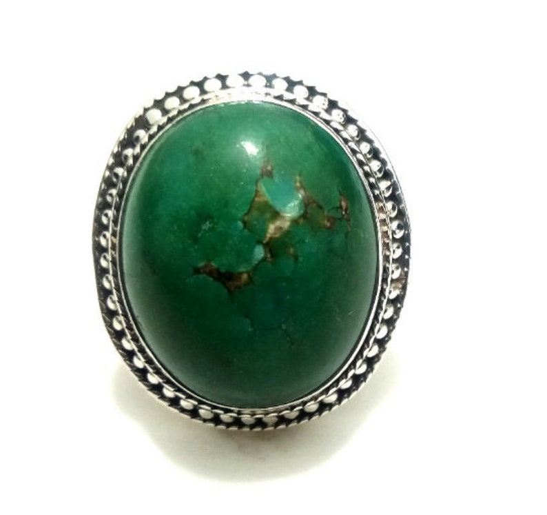 Vintage Handcraft Tibetan Turquoise in Pure 925 Silver,Wonderful Handmade Work,Sterling Silver Ring Antique Looking Silver Ring Adjustable