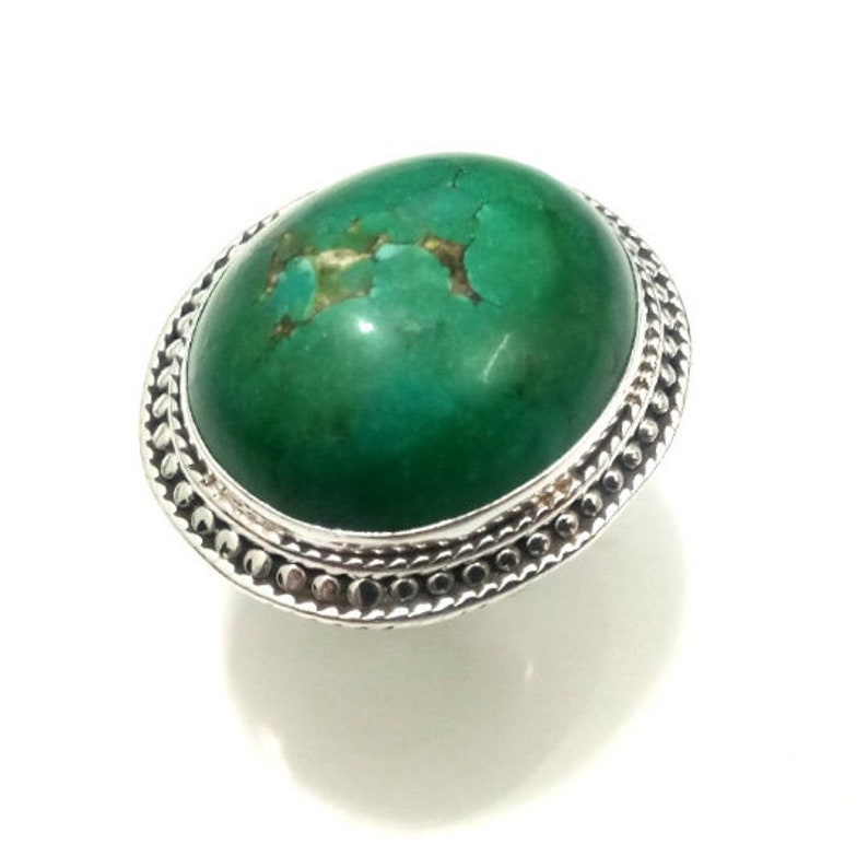 Vintage Handcraft Tibetan Turquoise in Pure 925 Silver,Wonderful Handmade Work,Sterling Silver Ring Antique Looking Silver Ring Adjustable