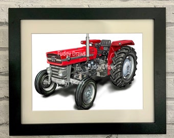 Massey Ferguson 135 | vintage tractor art print | gift for him | farm | Christmas gift | birthday wedding present  | rural farming machinery