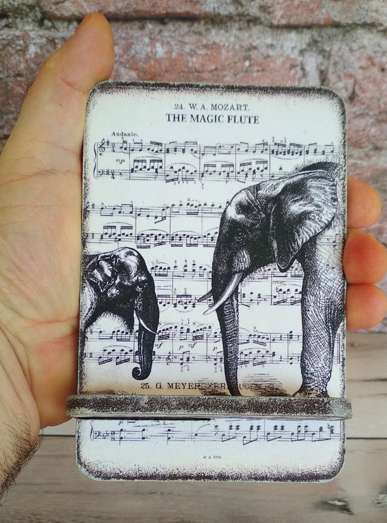 Tablet Stand Retro Elephant Decoupage