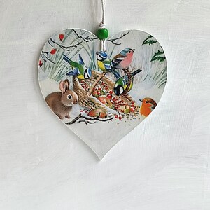Handmade Wall Decor Decoupage Heart Birds Rabbit
