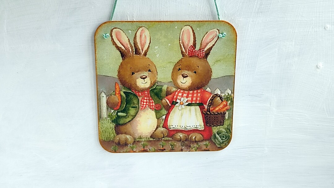 Decoupage Rabbit Plaque - Etsy