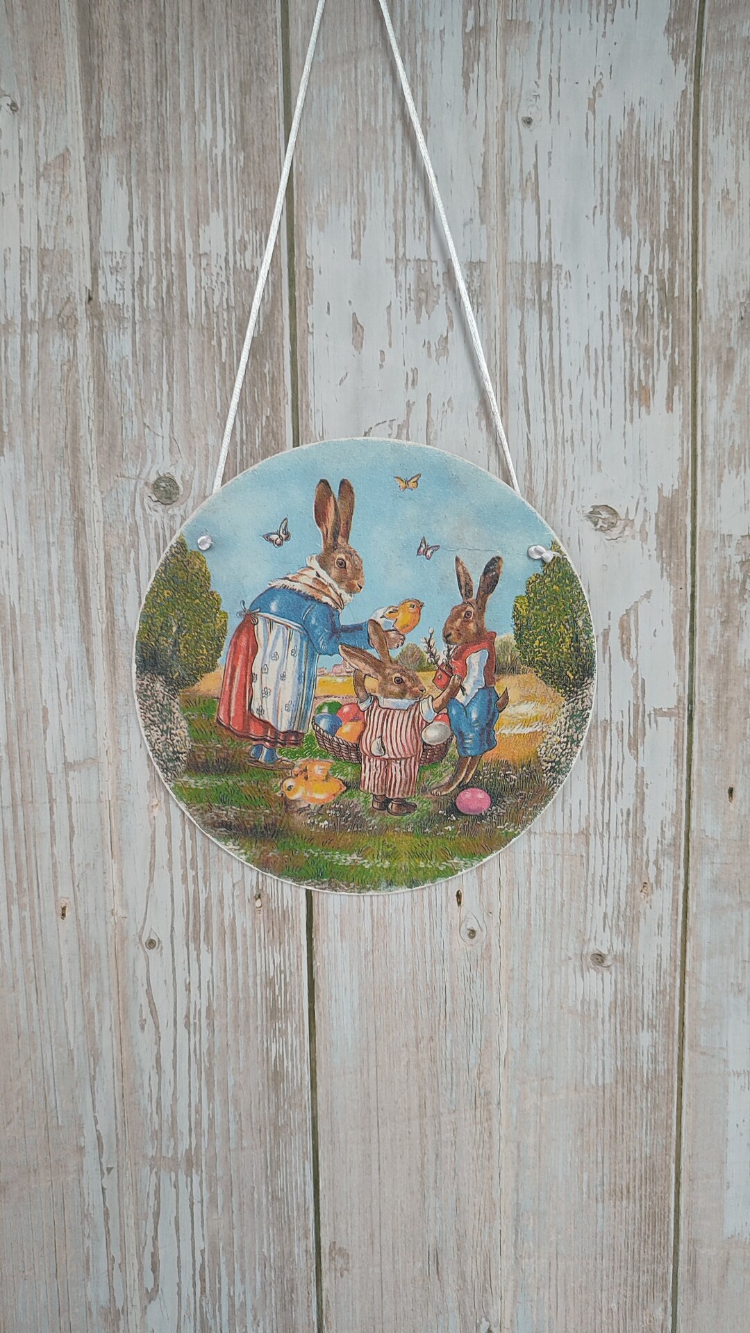 Easter Rabbit Wall Wooden Plaque Decoupage - Etsy