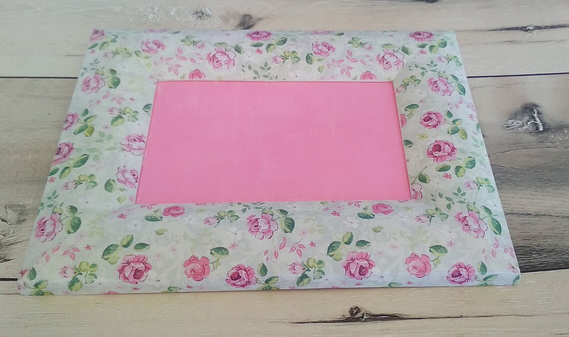 Wooden Photo Frame Decoupage Floral Etsy