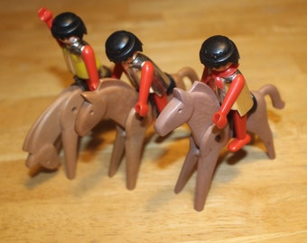 Playmobil® Gebora * 3 Ritter mit Pferden und Satteln * alte Figuren aus den 70er Jahren * Vintage * Adventskalender * Geschenk