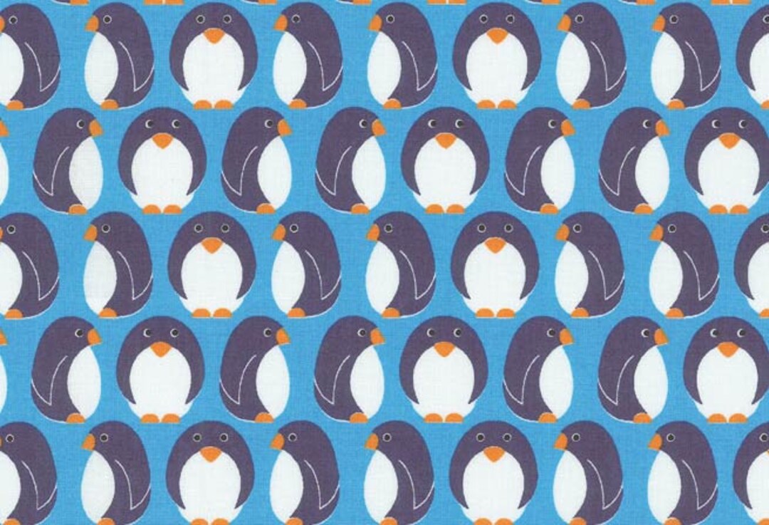 Westphalia Fabrics Penguins by the Meter Natural Fabrics 100 Cotton