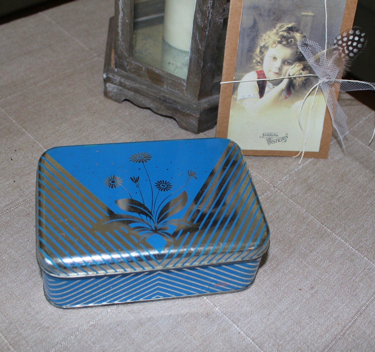 Eva Grossberg Bahlsen Blechdose Keksdose blau silber 50er Etsy.de