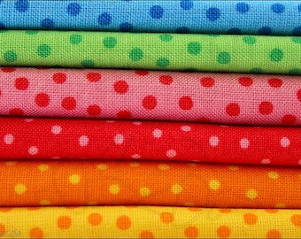 Kinderstoffe * Westfalenstoffe 6 x Tupfen Dots Baumwollstoffe * Landhausstil * Stoffpaket * Patchworkstoffe