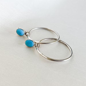 Turquoise hoop earrings original Navajo jewelry Handmade from the USA Boho creoles Navajo turquoise jewelry