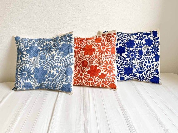 mexican pillow embroidered pillow aesthetic pillow handwoven mexican pillow case