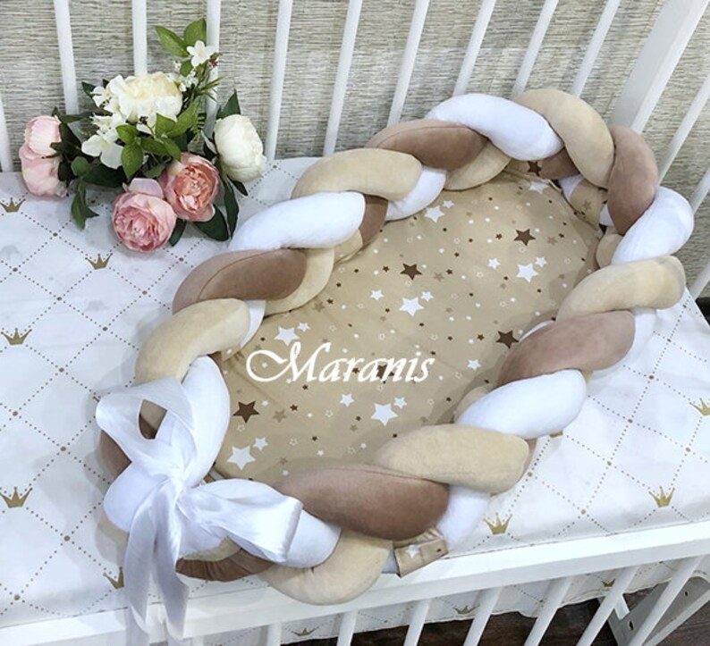 Baby nest for newborn with braided Crib Bumper diy Etsy
