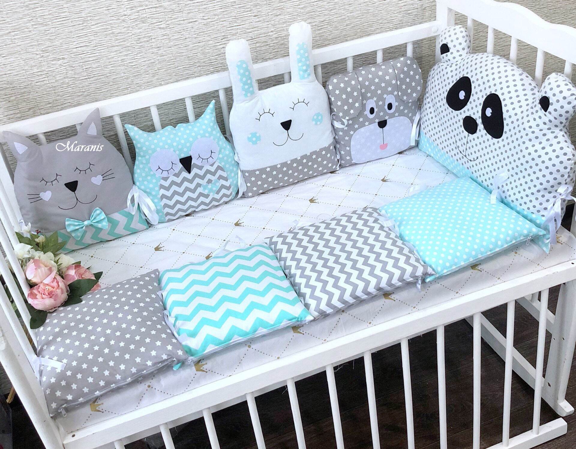 Animals crib bumpers animals crib bedding Baby bedding Etsy