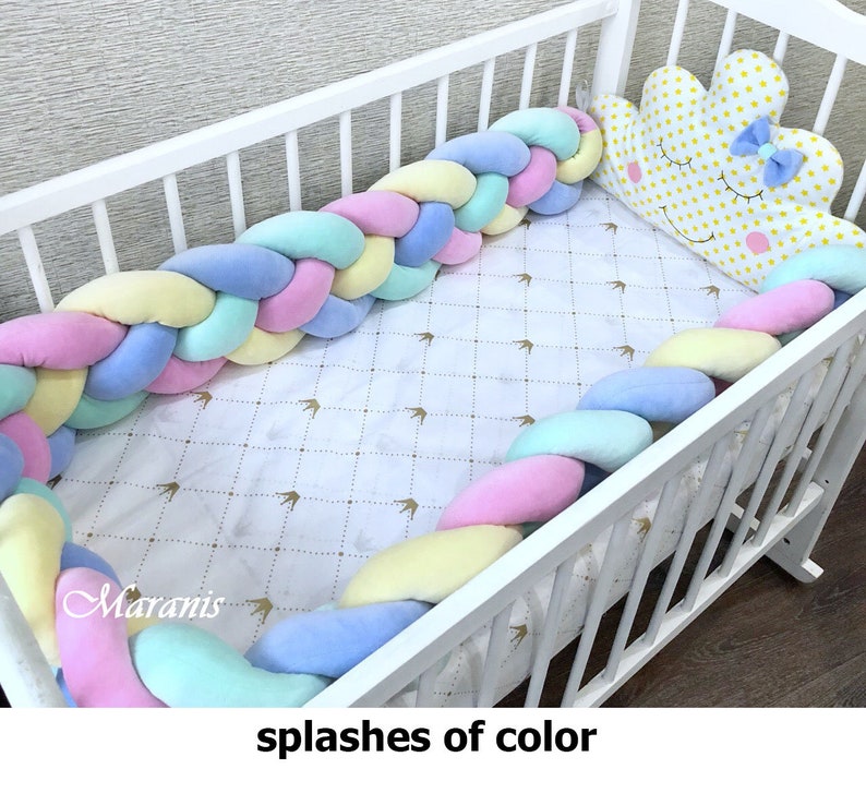 Braided crib bumper blue Double Braided Crib Bumper Bumpers Etsy