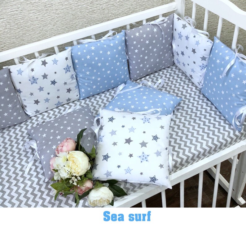 Crib bumper set Cot bumper Bumper set Bumper pad Cot bumper Etsy