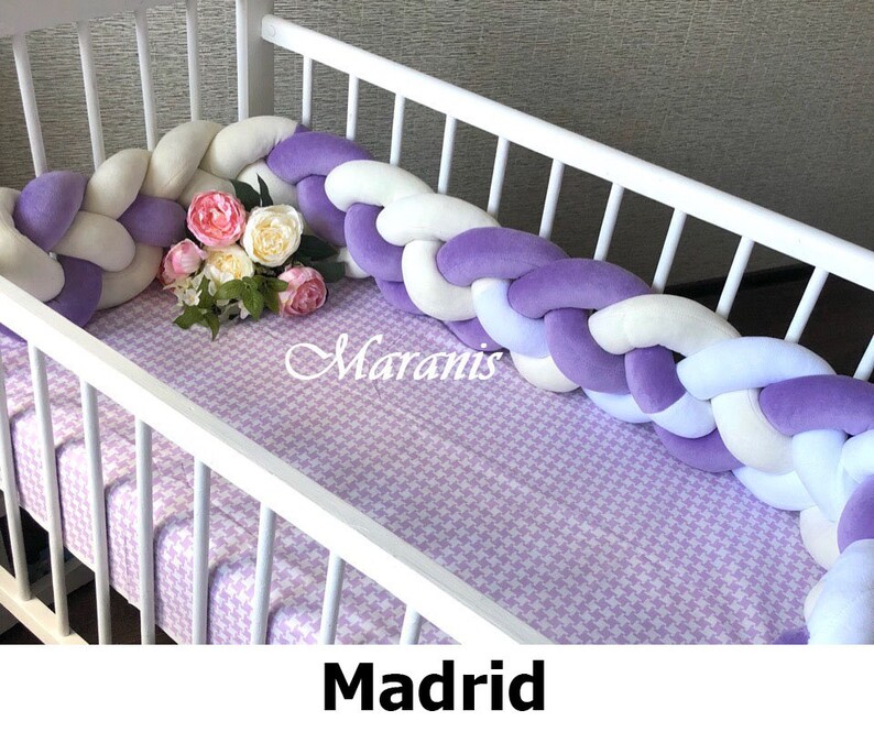 Braided Crib Bumper Pigtail pillow Knotted bumper Bumpers Etsy