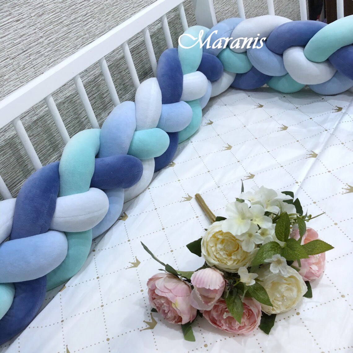 Double Braided Crib Bumper Bumpers in the crib Knot Cushion Etsy