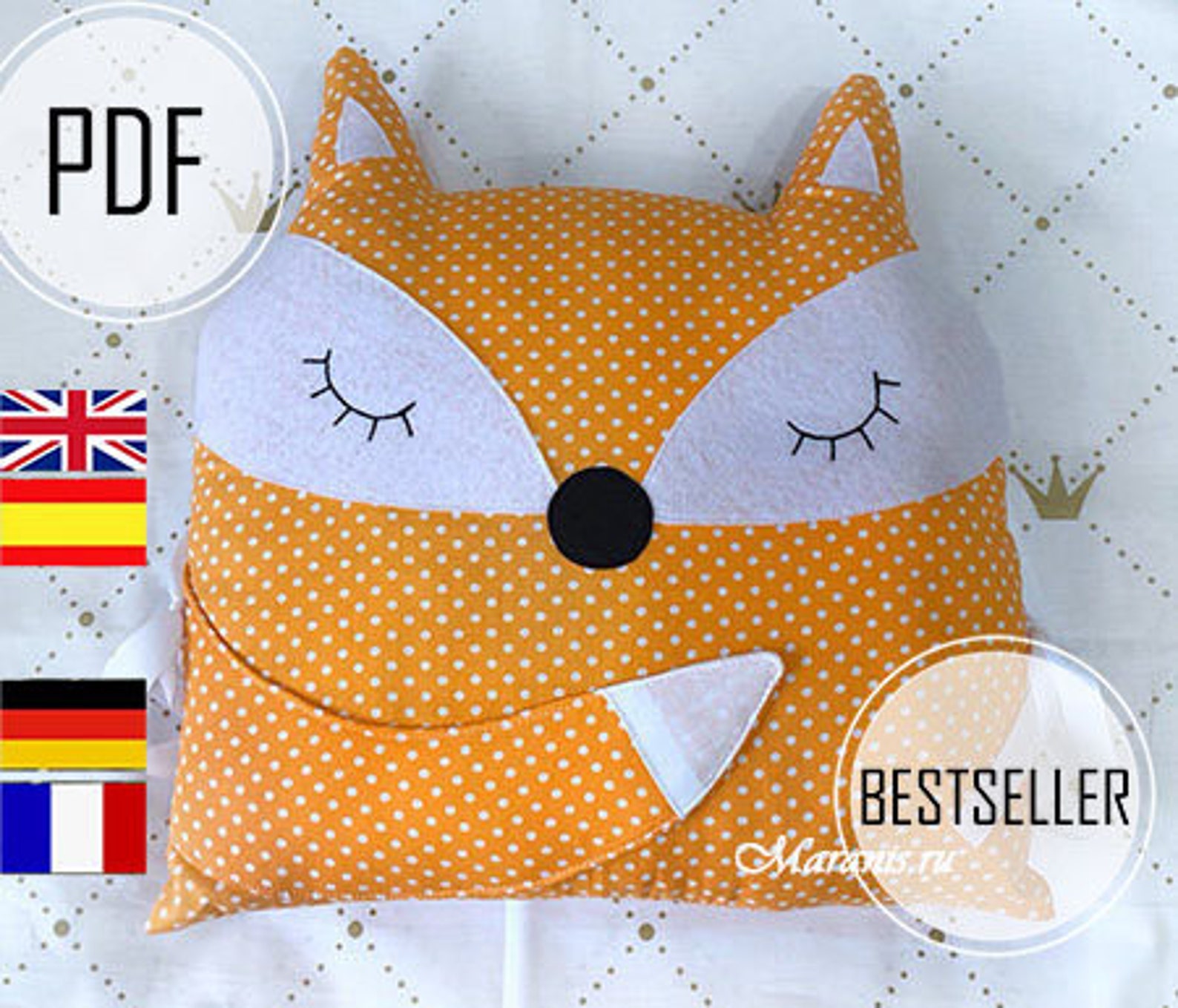 Pillow fox pattern Fox pillow DIY Fox pillow pattern sewing Etsy
