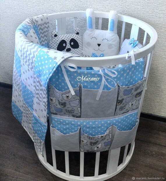 Bumpers in a Round Crib Bumpers for Cribs Bumpers in the Etsy