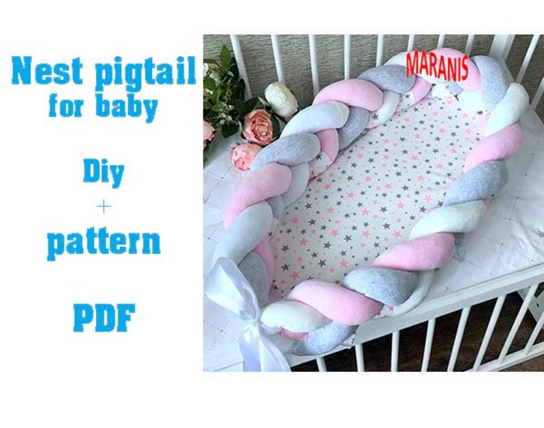 Baby nest for newborn with braided Crib Bumper diy Etsy