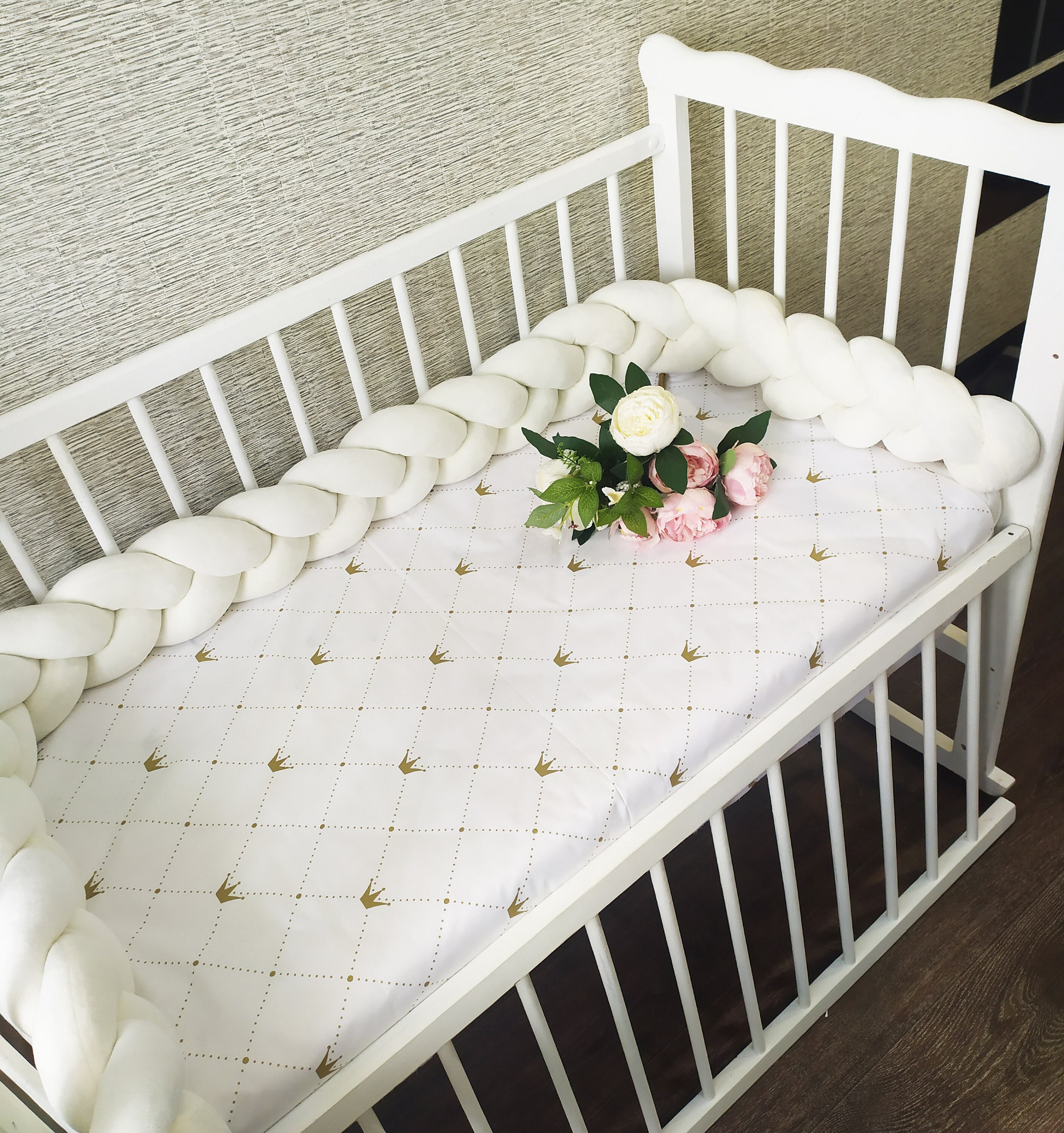 Braided crib bumper Crib bumper braid Braided cot bumper Etsy