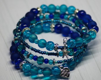 Bracelet de perles Memory Wire - Bleus