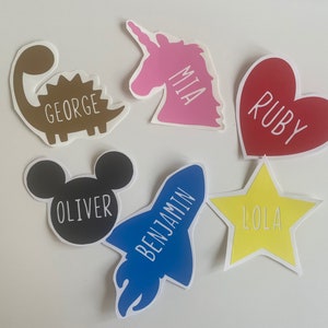Adesivos com nomes personalizados, decalques personalizados, adesivos de personagens, adesivos com nomes de vinil, adesivos para lancheira, adesivos para garrafas de água