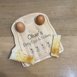 Gepersonaliseerde eierplank, ontbijtplank, dippy eierplank, ei en soldaatjes, cadeau voor hem, cadeau voor haar