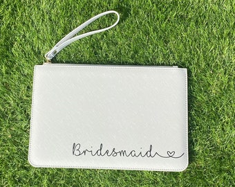 Personalised bridesmaid clutch bag