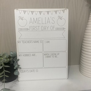 Personalised first day of school dry erase whiteboard, back to school sign, first day of school sign