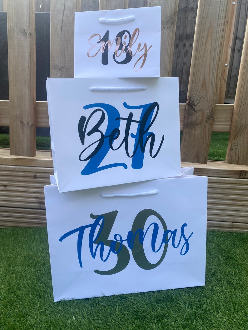 Personalised Luxury Gift Bags Birthday Gift Bags Any Age or Etsy UK