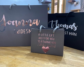 Personalised luxury gift bags for wedding, birthday, bridesmaid gift, wedding gift, bridesmaids proposal. Occasion gift bags.