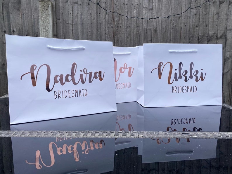 Personalised luxury gift bags for wedding, birthday, bridesmaid gift, wedding gift, bridesmaids proposal. Occasion gift bag image 5