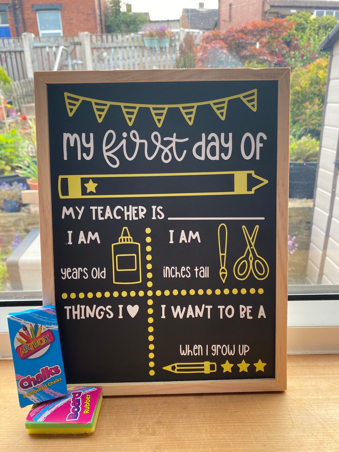 First Day of School Chalkboard, Back to School Reusable Chalkboard, First Day at Nursery ...