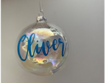 Personalised iridescent 8cm bauble