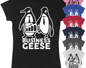 Business Geese Penguin Women&#39;s T-Shirt | Funny Animal Cute Funny Gift for Her Mother&#39;s Day Mum Sister Girlfriend Wife