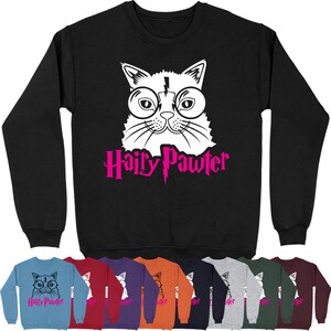 Hairy Pawter Sweatshirt | Cat Cute Wizard Pop Culture Gift for Him Dad Kids Gifts Mum Mothers Day Birthday Gift for Her Jumper Long Sleeve