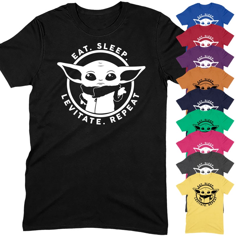 Baby Yoda Eat Sleep Tshirt Star Wars Gift for Him Fathers Dad Kids