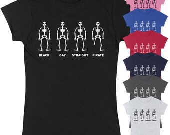 Personalised Gay Straight Pirate Women&#39;s T-Shirt | LGBTQ Pride Lesbian Trans Bisexual Asexual Nonbinary Cute Queer Gift for Her Girlfriend