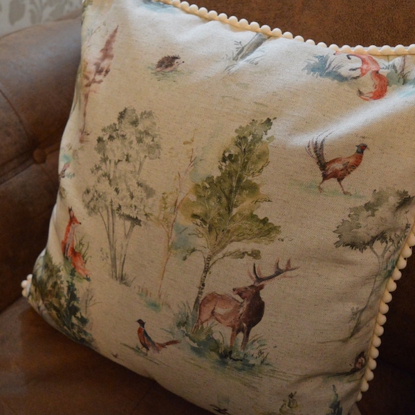 Country Cushions // farmhouse pillows, farming gift, highland cow, stag, sausage dog, cotton linen, country house accessories, teckel