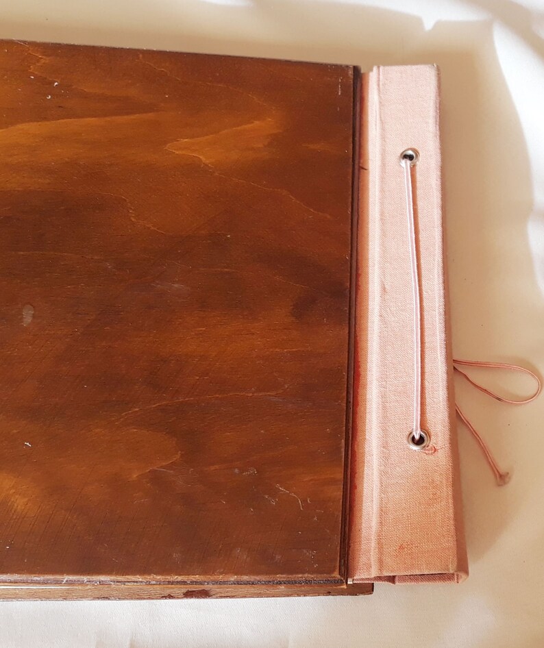 Vintage 80s Plywood Cover Photo Album,Hand Carved Floral Cover Photo Album,Rustic Home Decor,Vintage Gift