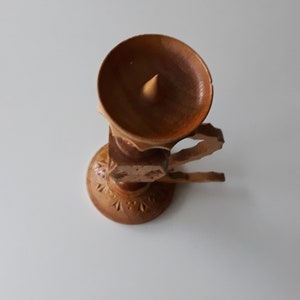 Vintage 70s Wooden Candleholder,Hand Carved Folk Art Candleholder,Home Decor,Vintage Gift