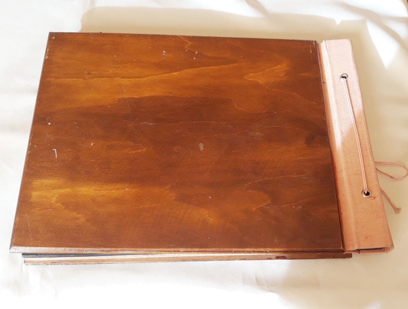 Vintage 80s Plywood Cover Photo Album,Hand Carved Floral Cover Photo Album,Rustic Home Decor,Vintage Gift