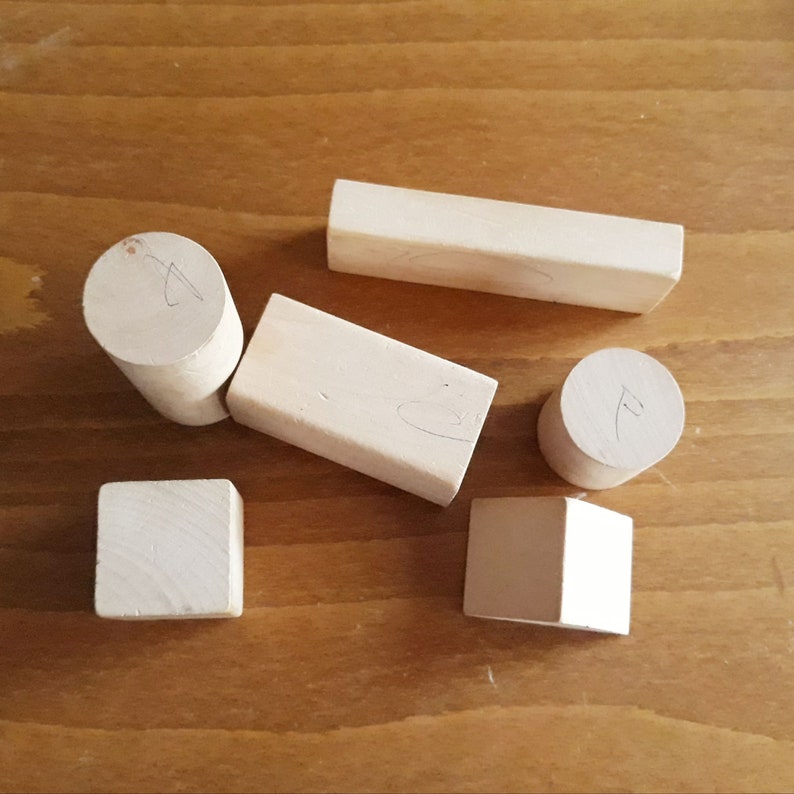 Vintage 90s Set of 40 Wooden Beige Blocks,Different Shapes Blocks,Wooden Building Blocks Children/'s Toy