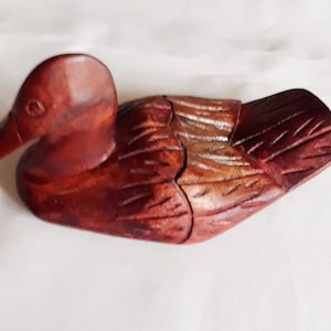 Vintage 70s Handmade Wooden Duck,Hand Carved Chestnut Color Duck,Home Decor,Vintage Gift