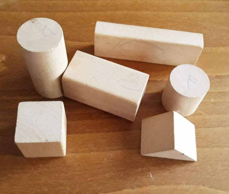 Vintage 90s Set of 40 Wooden Beige Blocks,Different Shapes Blocks,Wooden Building Blocks Children/'s Toy