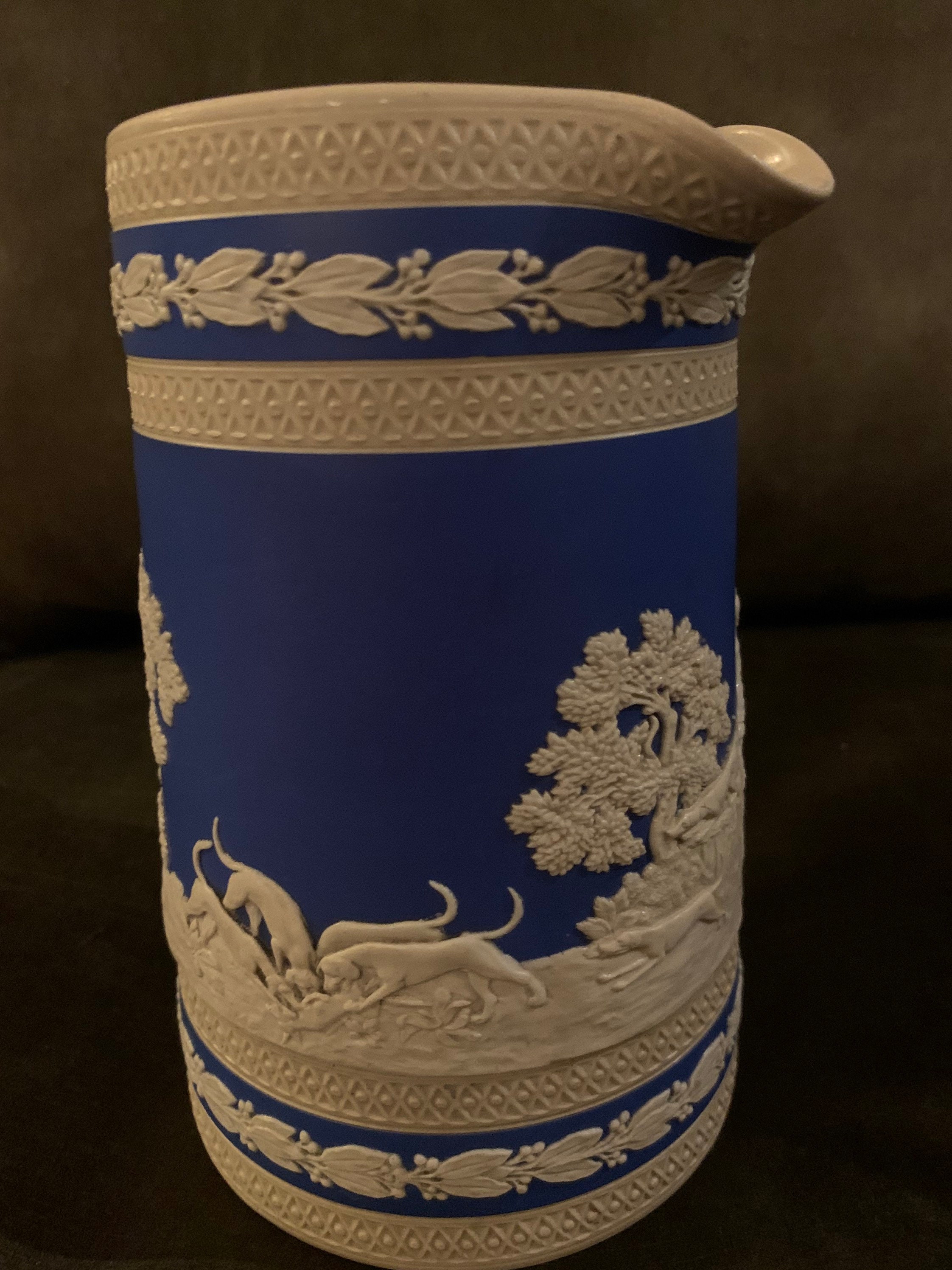 Copeland Spode Blue Jasperware Tall Pitcher of a Hunting Scene Etsy UK