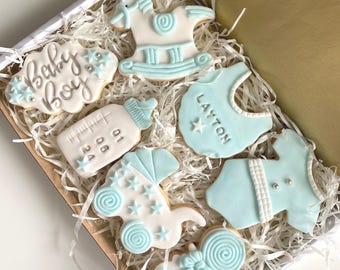 Adorables galletas para bebé niño: Regalo de bienvenida para padres primerizos y futuras mamás / Deliciosos dulces para baby shower