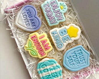Affirmation Cookies | Mental Health Awareness Week Gift | Motivational Gift Box | Positivity Biscuits | Self Care Gift | Encouragement Gift